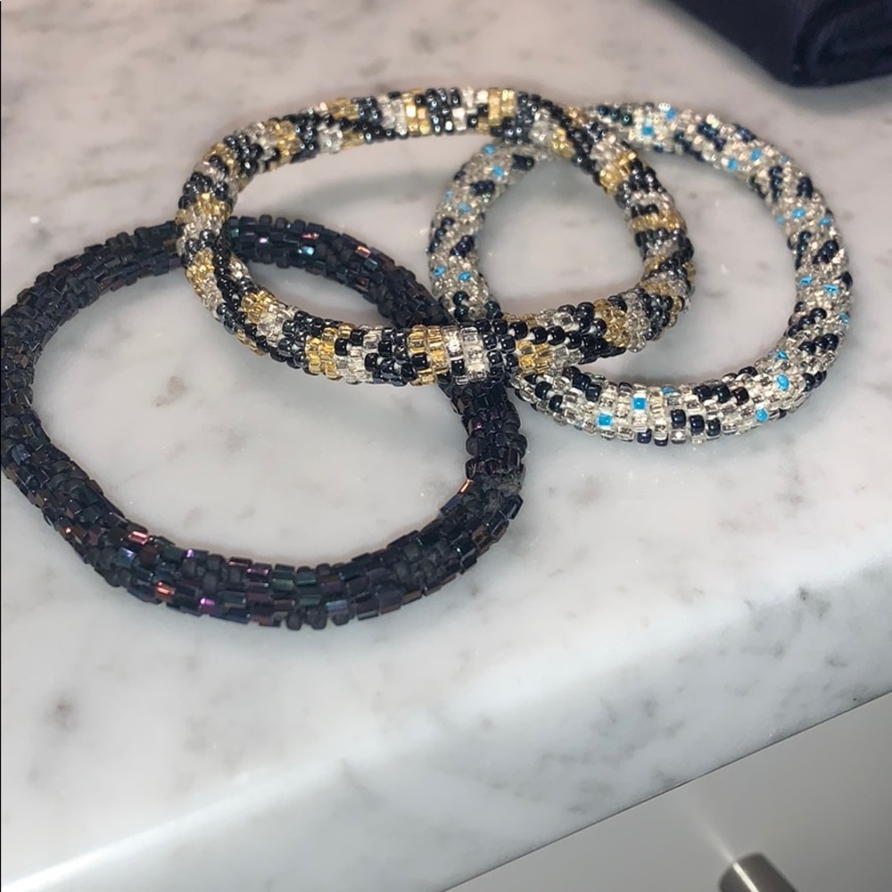 Stack of 3 beaded bracelets
